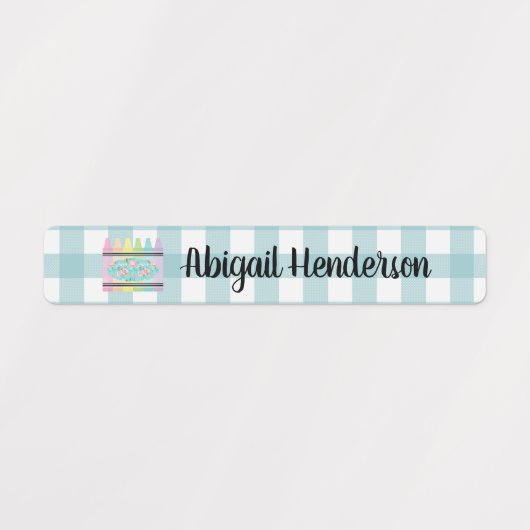 Floral Crayon Aqua Blue Pset Name Labels (Design 2)