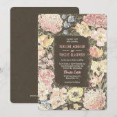 Floral Crayon Art Wedding Kaart (Voorkant / Achterkant)