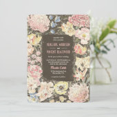 Floral Crayon Art Wedding Kaart (Staand voorkant)