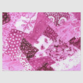 Floral Crazy Quilt Patchwork Wit Roze Decoupage Tissuepapier (Voorkant)