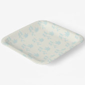 Floral Cream Blue Pattern Papieren Bordje (Gebogen)