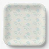  Floral Cream Blue Pattern Papieren Bordje (Voorkant)
