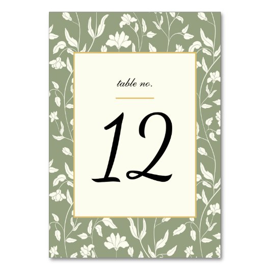 Floral Cream en Sage Green Wedding Kaart (Voorkant)