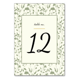 Floral Cream en Sage Green Wedding Kaart