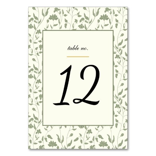 Floral Cream en Sage Green Wedding Kaart (Voorkant)