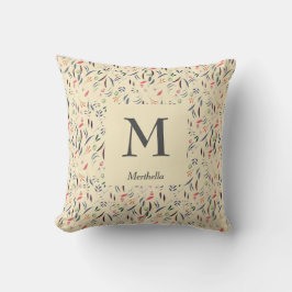  | FLORAL Cream | Gepersonaliseerd | MONOGRAM Kussen