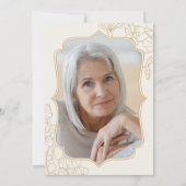 Floral Cream Gold Foto 80e Verjaardagsfeest Kaart (Achterkant)
