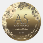 Floral Cream Gold Product Packaging Label Monogram (Voorkant)