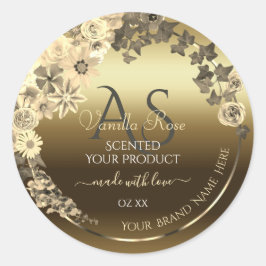 Floral Cream Gold Product Packaging Label Monogram