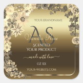 Floral Cream Gold Product Packaging Label Monogram (Voorkant)