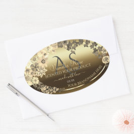 Floral Cream Gold Product Packaging Label Monogram