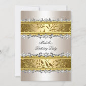 Floral Cream Gold Silver Diamond Kaart (Voorkant)