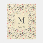 FLORAL Cream | MONOGRAM | CHRISTELIJK Fleece Deken (Voorkant)