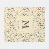 FLORAL Cream | MONOGRAM | CHRISTELIJK Fleece Deken (Voorkant (Horizontaal))