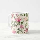  Floral Cream Pink Rose Koffiemok (Voorkant links)