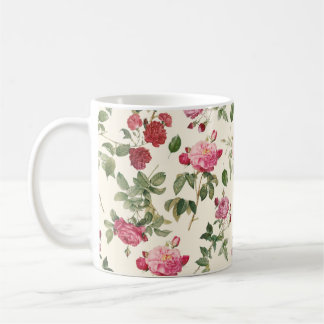  Floral Cream Pink Rose Koffiemok