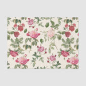  Floral Cream Pink Rose Tissuepapier (Voorkant)