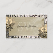 Floral Cream Rozen Hout Graan Bark Monogram Visitekaartje (Voorkant)