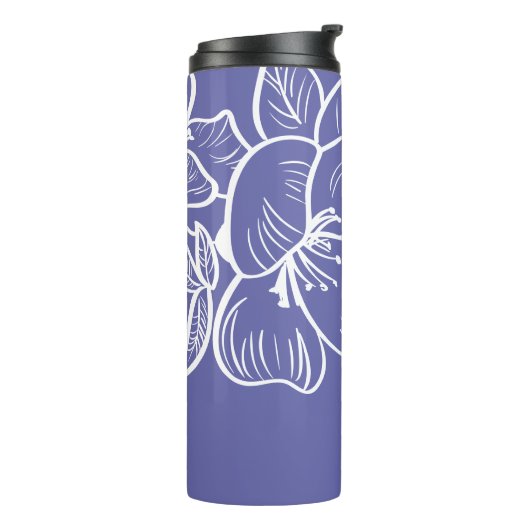 Floral Creëer Uw eigen naam Botanical Periwinkle Thermosbeker (Gedraaid links)