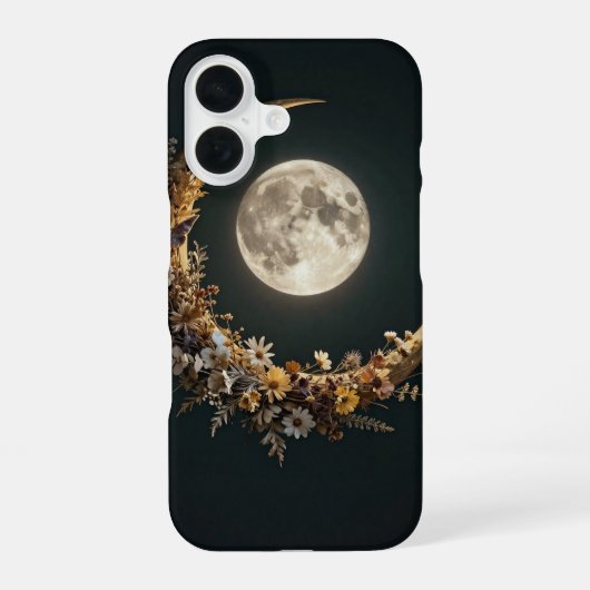 Floral Crescent Moon Celestial Case iPhone 16 Hoesje (Achterkant)