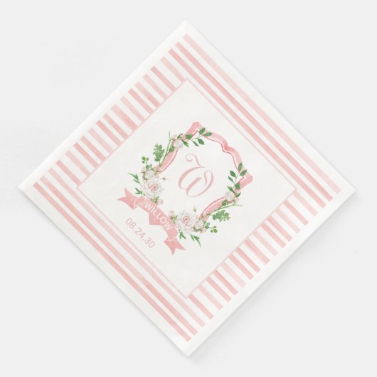 Floral Crest Baby shower Paper Dinner Napkins Servet (Hoek)