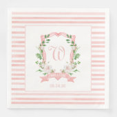 Floral Crest Baby shower Paper Dinner Napkins Servet (Voorkant)