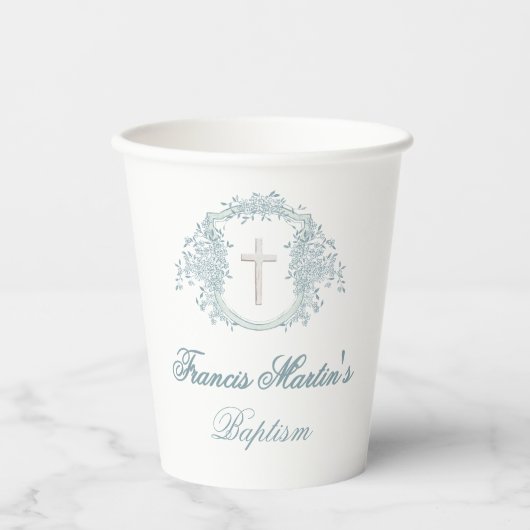 floral crest | Baptism Papieren Bekers (Voorkant)