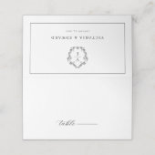  Floral Crest Black Monogram Weddenschap Plaatskaartje (Buitenkant ongevouwen)