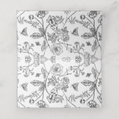  Floral Crest Black Monogram Weddenschap Plaatskaartje (Binnenkant ongevouwen)