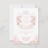 Floral Crest Blush Pink Het is een meisje Baby sho Bedankkaart (Voorkant)