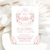 Floral Crest Blush Pink Het is een meisje Baby sho Kaart