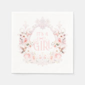 Floral Crest Blush Pink Het is een meisje Baby sho Servet (Voorkant)