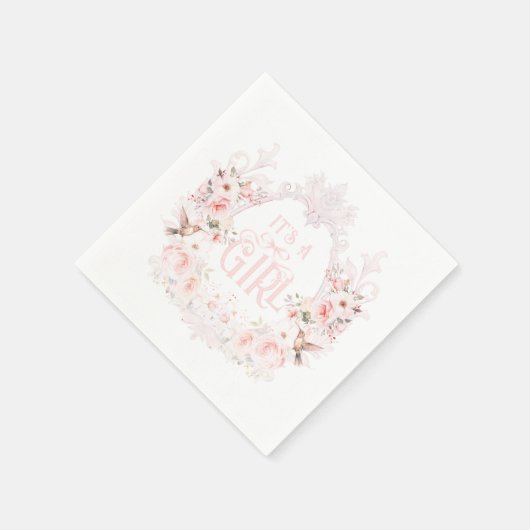 Floral Crest Blush Pink Het is een meisje Baby sho Servet (Hoek)