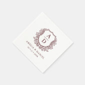 Floral Crest Bourgogne bruiloft monogram Servet (Hoek)