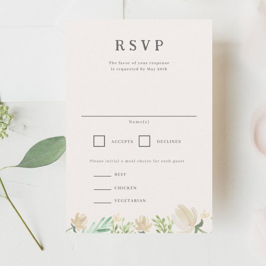 Floral Crest Bruiloft RSVP Kaartje