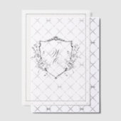Floral Crest Cream Black Monogram Wedding Overlay Vellum Uitnodigingen (Offset (Uitnodiging))