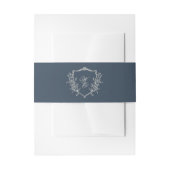 Floral Crest Cream & Navy Monogram Bruiloft Uitnodigingen Wikkel (Voorkant Voorbeeld)