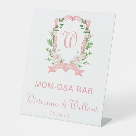 Floral Crest Douche Welkom voetstuk teken Reclamebord Met Voetstuk (Voorkant)