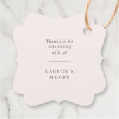 Floral Crest Elegant Waterverf Monogram Huwelijk Bedankjes Labels (Achterkant)