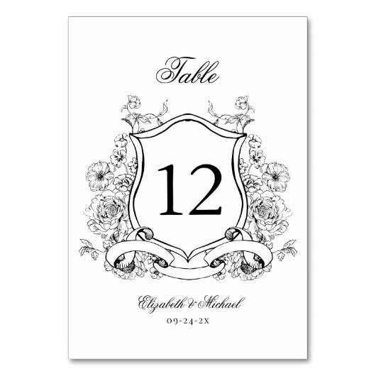 Floral Crest Elegante Victoriaans bruiloft Kaart (Achterkant)