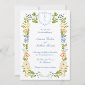 Floral Crest Frame Wedding Save The Date (Voorkant)