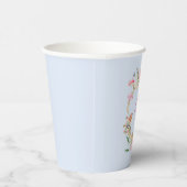 Floral Crest Monogram Blauw Baby shower Papieren Bekers (Rechts)