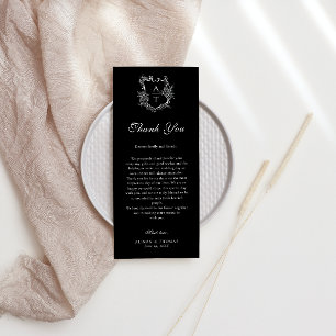 Floral Crest Monogram bruiloft dank u plaats kaart