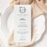 Floral Crest Monogram Bruiloft Flat Menu<br><div class="desc">Floral crest monogram bruiloft menu.</div>