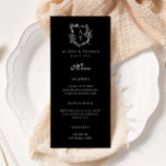 Floral Crest Monogram Bruiloft Flat Menu<br><div class="desc">Floral crest monogram bruiloft menu.</div>