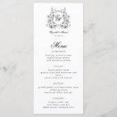 Floral Crest Monogram Elegant Trouwen Menu (Voorkant)