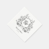 Floral Crest Monogram Elegant Trouwen Servet (Hoek)