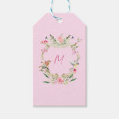 Floral Crest Monogram Roze Cadeaulabel (Voorkant)
