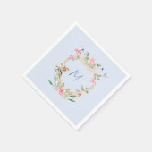 Floral Crest Monogrammed Blauw Servet (Hoek)