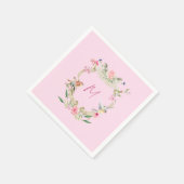 Floral Crest Monogrammed Pink Servet (Hoek)
